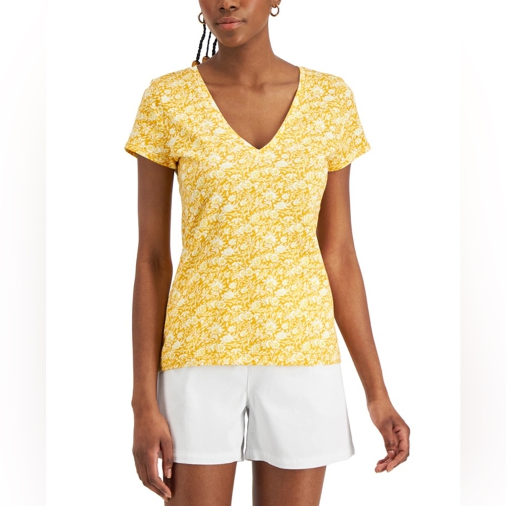 (2X:NWT) $34.50|INC Cotton Essentials V-neck Tee, Dari Garden